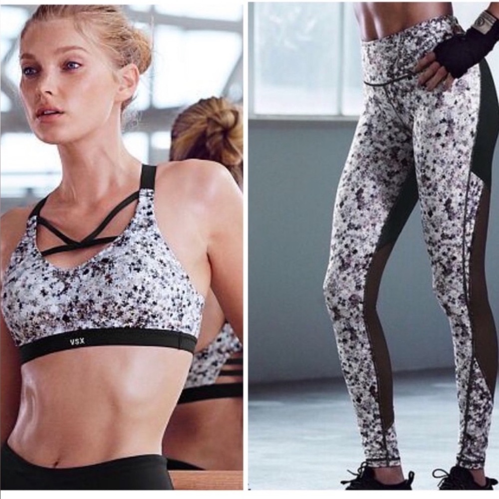 Victoria Secret Sport Set Floral Leggings Sports Bra Womens Activewear‎